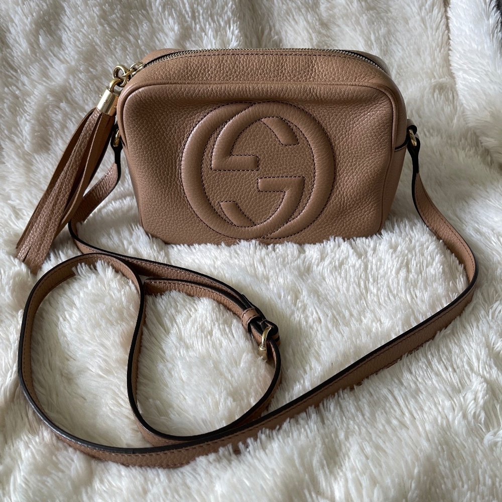 Gucci Soho Small Leather Disco Bag--Rose Beige